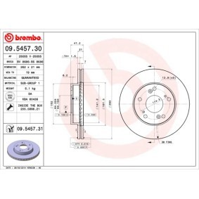 Disco de travão CIVIC HONDA ac 2013 09.5457.30 de BREMBO com desconto