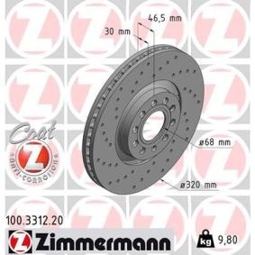 Disco de travão A4 AUDI ac 2006 100.3312.20 de ZIMMERMANN com desconto
