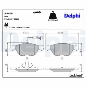 Jogo de pastilhas para travão de disco 156 ALFA ROMEO ac 2004 LP1408 de DELPHI com desconto