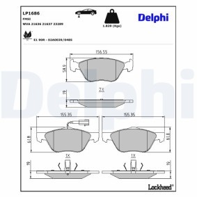 Jogo de pastilhas para travão de disco 147 ALFA ROMEO ac 2006 LP1686 de DELPHI com desconto