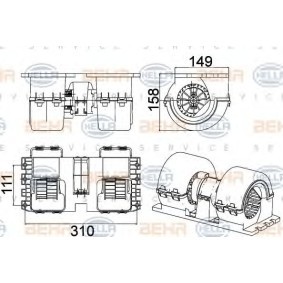 Ventilador do habitáculo SSANGYONG 8EW 351 043-091 de HELLA 167 2500 comprar baixo custo