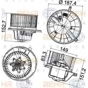Ventilador do habitáculo PASSAT VW ac 2007 8EW 351 043-211 de HELLA com desconto